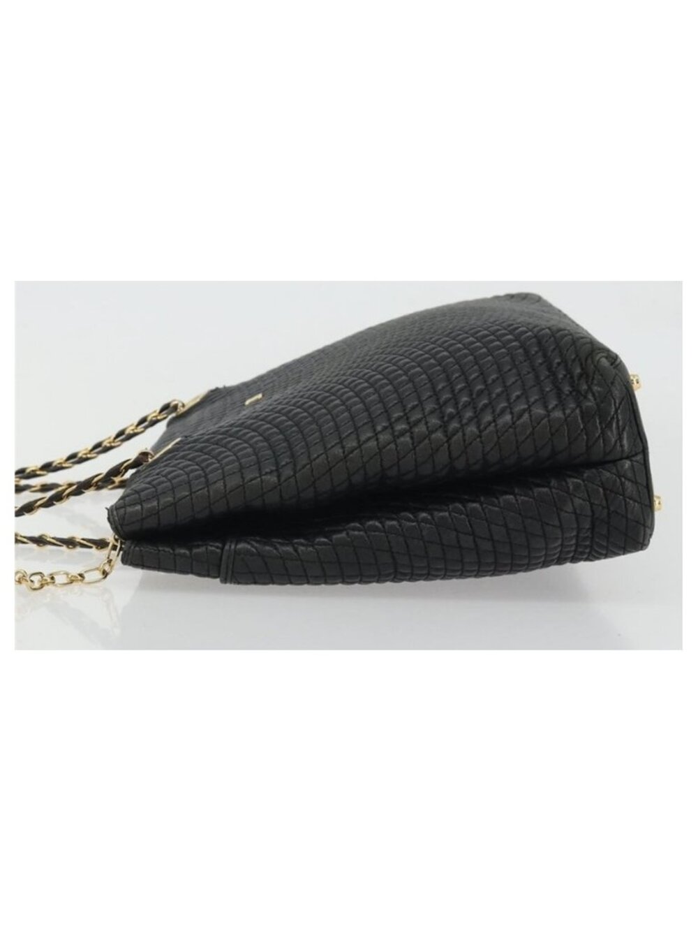 Authentic BALLY Chain Shoulder Bag Leather Black Gold - Picture 12 of 16